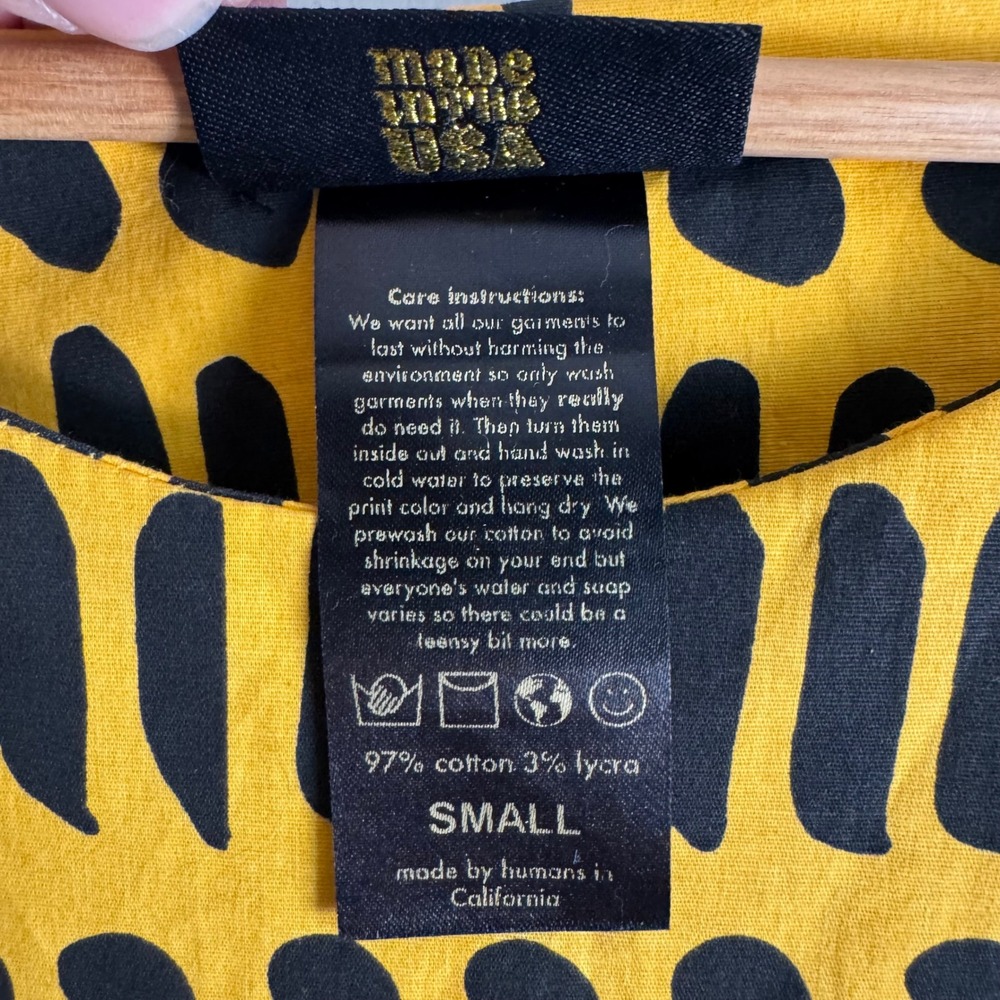 Nooworks Frida Dress in Dorcas Code Yellow Black Print Size Small - Picture 6 of 6